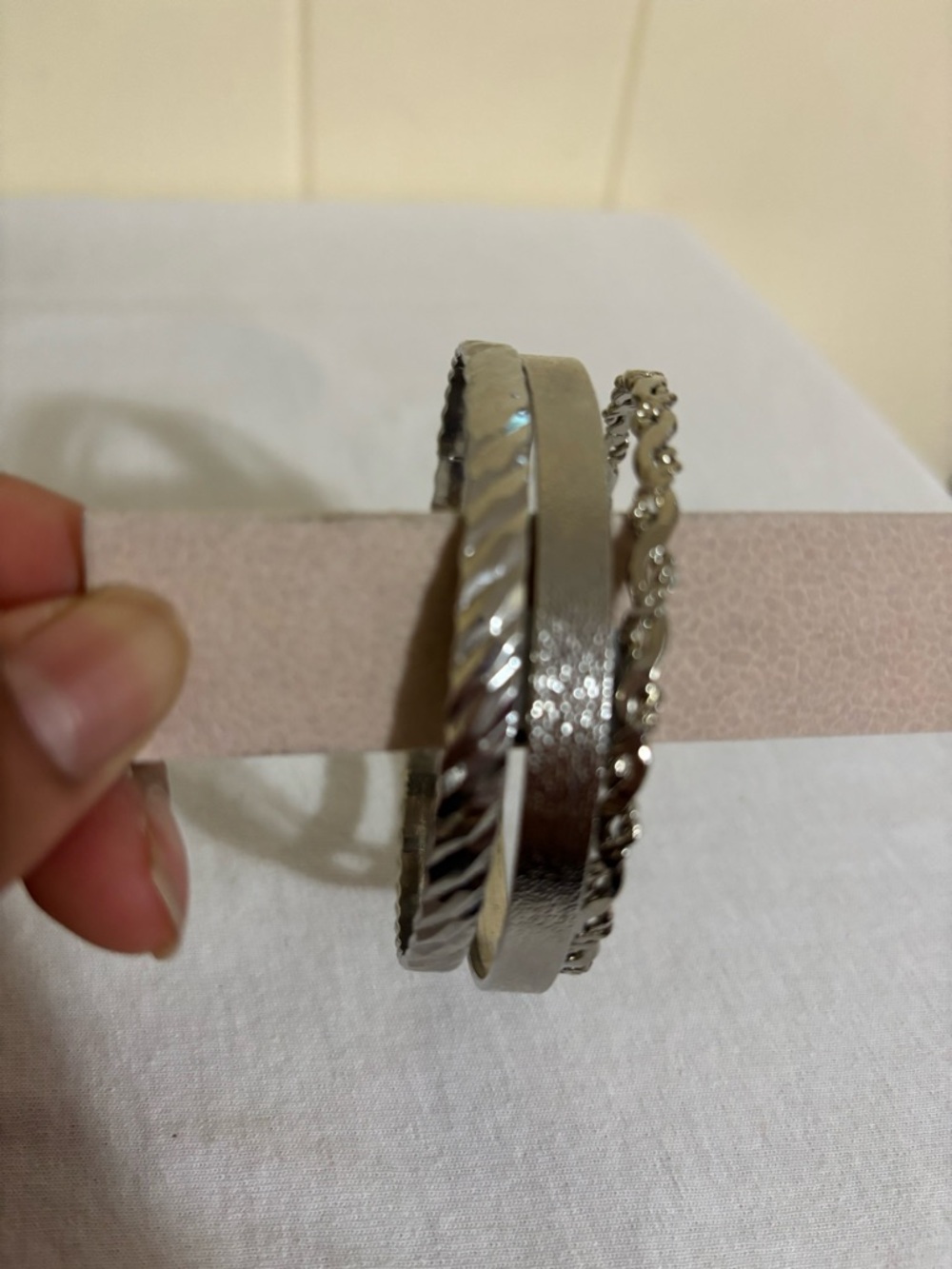 Silver Multi-Texture Bangle Bracelet Set - Women Jewelry